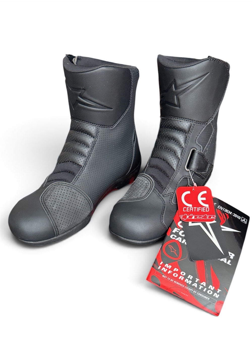 Alpinestars Black Motorcycle Riding Boots with CE Tag